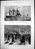 Antique Print Khedives Expedition Red Sea Eclipse Moon Constantinople 1877 19th