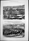 Antique Old Print Turkish Infantry Marshes Dobrudscha Cossacks Falesti 1877