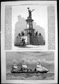 Antique Old Print Inman Steamer City Richmond Monument Bilbao War Dead 1874