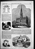 Antique Print Hotel De Ville Brussels Tomb Malibran Laeken Iron Bridge 1843