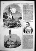 Antique Print Beffroi Bruges Archery Hall St Sebastian Queen Belgians 1843 19th