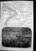 Old Print Map Fortifications Antwerp Hillsborough Castle Festivities 1866 19th