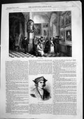 Original Old Antique Print Quintin Metsys Blacksmith Antwerp Portrait 1857 19th