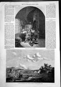 Antique Old Print Gerhard Douws Portrait Himself Landscape Hawking Party 1857