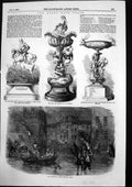 Antique Old Print Inundation Lyons Boats Ascot Race Plate Royal Hunt Cup 1856