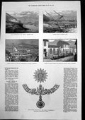 Antique Old Print St Helena Mundens Fort Landing Guns Waterworks Caracas 1874