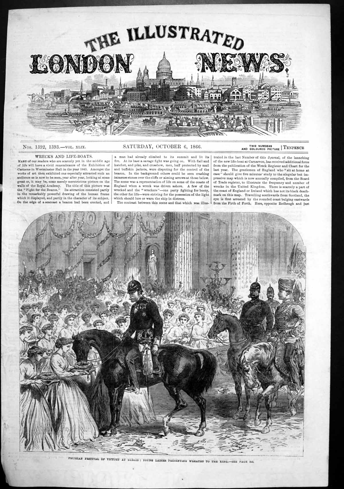 Old Prussian Festival Victory Berlin Ladies Present Wreaths King 1866 Victorian