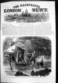 Original Old Antique Print General Garibaldi Spearing Fish Night Caprera 1861