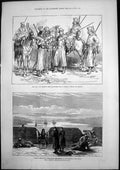 Old Antique Print Encounter Cossack Russian Field Guns Danube Pruth 1877 19th