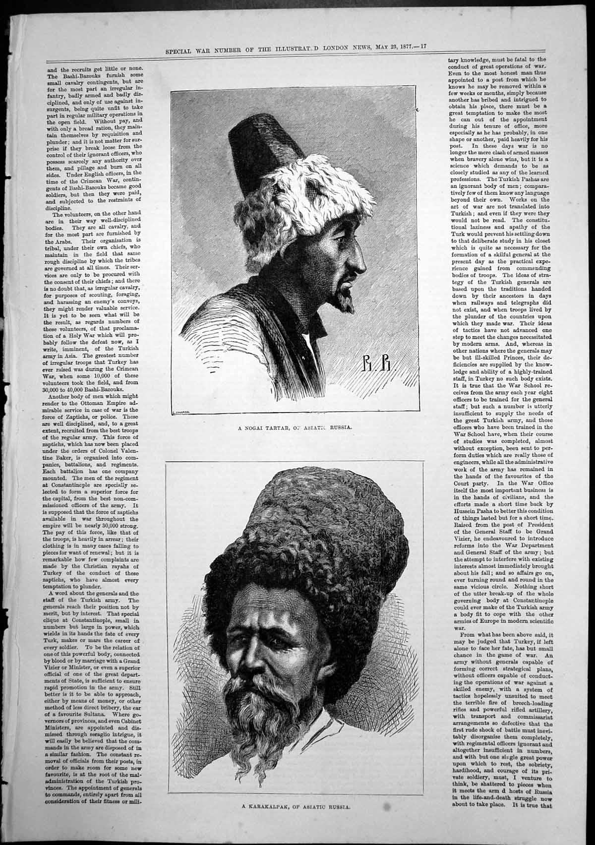 Antique Old Print Nogai Tartar Asiatic Russia Karakalpak Asiatic Russia 1877