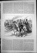 Antique Old Print Russian Cavalry Divisions Dragoons Hussars Cossacks 1877 19th