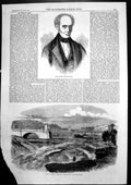 Old Antique Print Ottawa Proposed Capital Canada Late George Combe 1858 19th