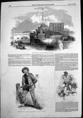 Original Old Antique Print Bermuda Ireland Island Fortifications Dockyard 1848