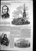 Antique Old Print Sheffield Hospital Wesley Church Melbourne Victoria 1859 19th