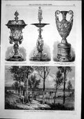 Antique Old Print Bremer Railway Bridge Ipswich Queensland Tennyson Vase 1868