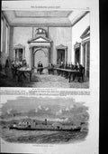 Antique Old Print Australian Twin Steamer Bunyip Indian Council Chamber 1858