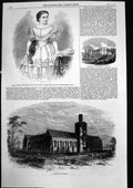Original Old Antique Print Melbourne University Mdlle Humler Violinist 1858