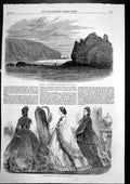 Antique Print Cave Rock Port Lyttelton New Zealand Paris Fashions Dec 1864 19th