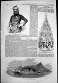 Antique Old Print Pitcairns Island Bridecake Robert Peel Lady Emily Hay 1856