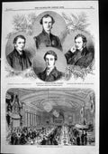 Antique Print Burns Banquet Montreal New Zealand Bishops Rev Williams 1859 19th