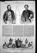 Antique Print Discovery Source Nile Captain Grant Speke Waganda Music 1863 19th