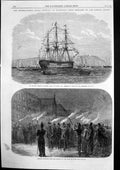 Old Print Naval Festival Cherbourg British Admirals Yachts Officers 1865 19th