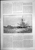 Old Antique Print Naval Manoeuvres Red B Fleet Leaving Milford Haven 1893 19th