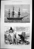 Antique Old Print Hms Eurydice Portsmouth Harbour Dr Howard Treatment 1878 19th