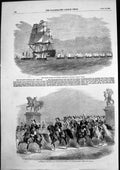 Antique Old Print Gun Boat Flotilla Portland French Emperor Count Orloff 1856