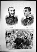 Antique Old Print Yakoob Khan Inspect Guns Gundamuck Dr Ambrose Kelly 1879 19th