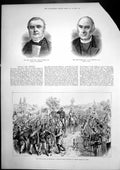 Old Antique Print Revolution Roumania Servians March Nish Bishop Ely 1885 19th