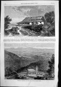 Antique Old Print Dhurumsalla Earl Elgin Died Churchyard Viceroy India 1864