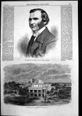 Antique Old Print Government House Lahore Rev Dr Temple Bishop Exeter 1869 19th