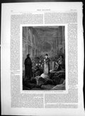 Original Old Antique Print Arcade San Sebastian During Carlist Bombardment 1875