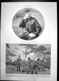 Original Old Antique Print Duke Connaught Battle Takka Ungu Captain Raikes 1895