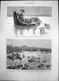 Original Old Antique Print Operations Chindwin Valley Capture Hla-Oos Camp 1887