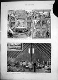 Antique Old Print Edgar Bruce Thatre Coventry St Maori Bath New Zealand 1884