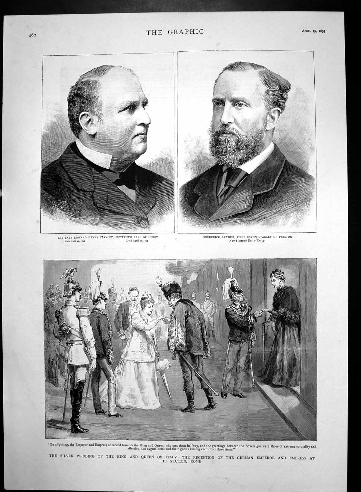 Old Antique Print Silver Wedding King Queen Italy Frederick Arthur 1893 19th