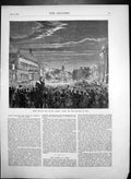 Original Old Antique Print The Palace Berlin After Declaration War 1870 19th