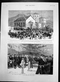 Antique Old Print Attack Protestant Church Athens Funeral Provo Wallis 1892