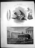 Antique Old Print Paris Letter Carrier Pigeons Volunteers Enrol Pantheon 1870
