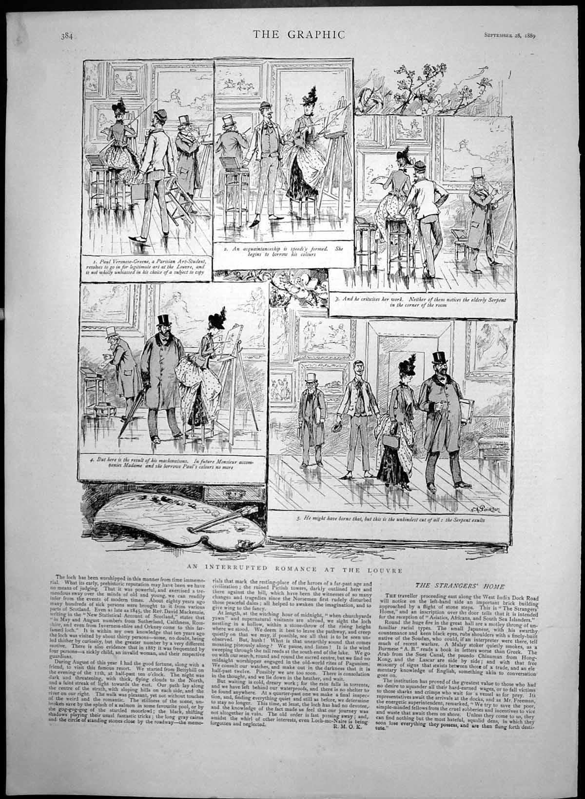 Old Antique Print Interrupted Romance At Louvre Paul Veronese Greene 1889 19th