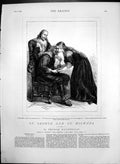 Original Old Antique Print St George & St Michael Dorothy Kisses Lord 1875 19th
