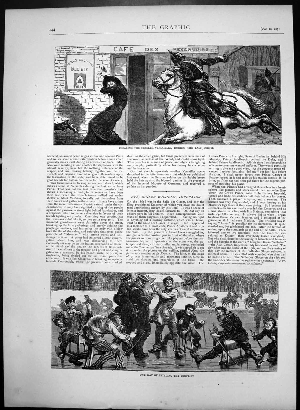 Old Antique Print Clearing Streets Versailles Settling The Conflict 1871 19th