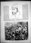 Original Old Antique Print General Trochu Cafe Chantant Chalons Singing 1870