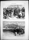 Antique Old Print Carthagena Harbour Spain Sacred Heart Pilgrims Lourdes1875