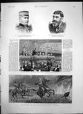 Original Old Antique Print Pig Sticking Bramapootra Churs Unionist Banquet 1889