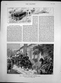 Antique Old Print Parade Janus Hugel Emperor Germany Arrival Merseburg1883 19th