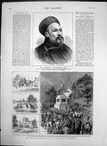 Old Antique Print Marquis Tseng Drake Commemoration Tavistock Devon 1883 19th