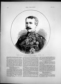 Antique Old Print Major Garnet Wolseley Commander Ashantee Expedition 1873 19th